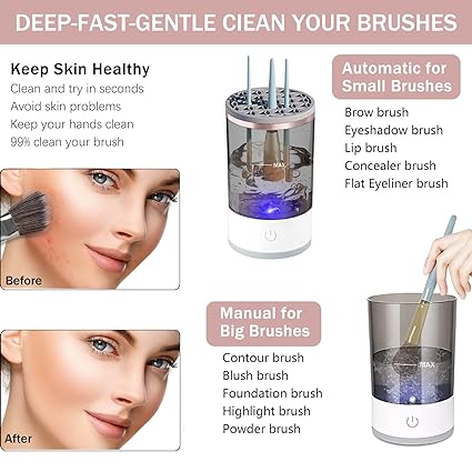 3 in 1 Electric Makeup Brush Cleaner, Makeup Brushes Drying Rack & Brush Holder Stand - Easy2Buy.pk