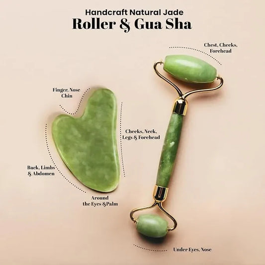 Gua Sha Facial Tool & Jade Face Roller Set – Face Lifting Massager