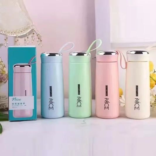 400ml Glass Mini Flask - Vacuum Insulated, Loop Handle, Random Colors - Easy2Buy.pk