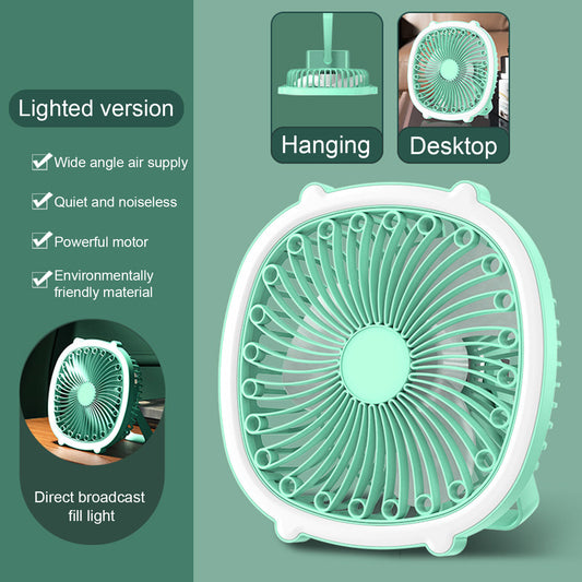 Rechargeable Mini Table Fan with LED Light – Stepless Adjustable Desk Fan