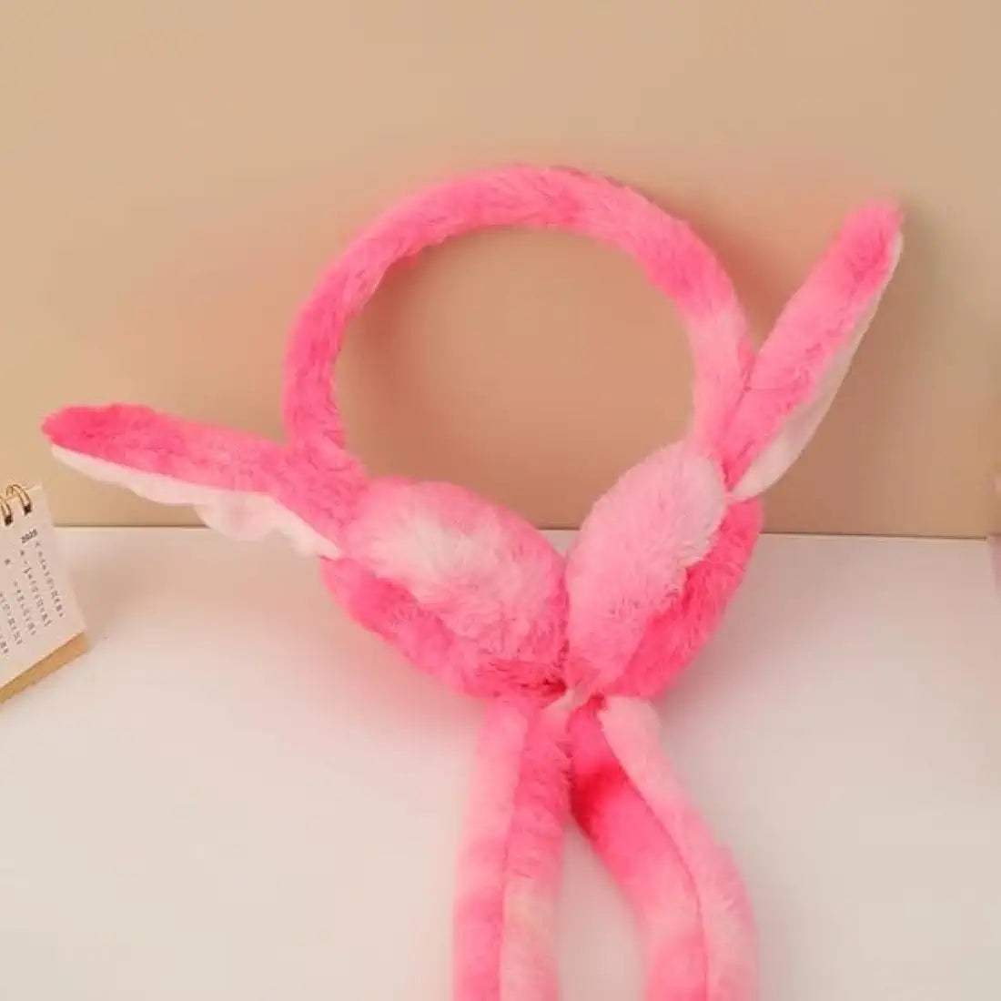 Cute Pink Bunny Ear Moving Earmuffs for Girls & Kids | Soft Plush Winter Jumping Floppy Ears