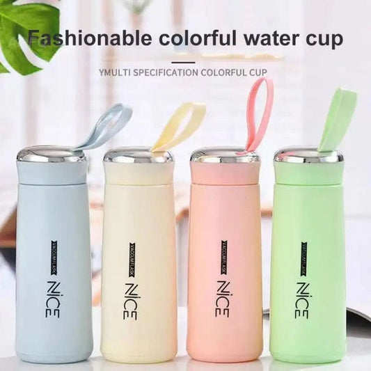 400ml Glass Mini Flask - Vacuum Insulated, Loop Handle, Random Colors - Easy2Buy.pk