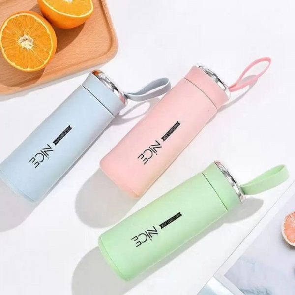400ml Glass Mini Flask - Vacuum Insulated, Loop Handle, Random Colors - Easy2Buy.pk