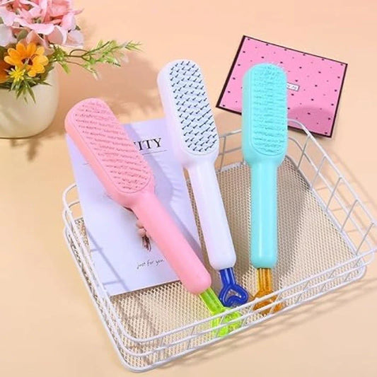 Self Cleaning Hair Brush, One-Click Cleaning Telescopic Hair brush