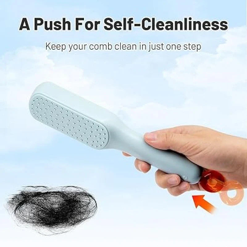 Self Cleaning Hair Brush, One-Click Cleaning Telescopic Hair brush