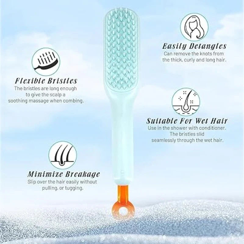 Self Cleaning Hair Brush, One-Click Cleaning Telescopic Hair brush