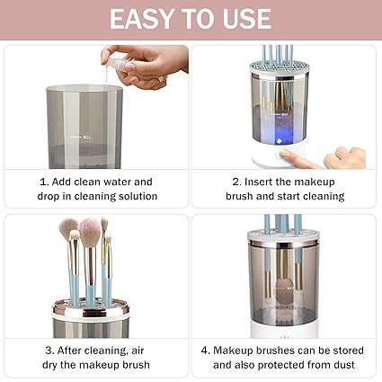 3 in 1 Electric Makeup Brush Cleaner, Makeup Brushes Drying Rack & Brush Holder Stand - Easy2Buy.pk
