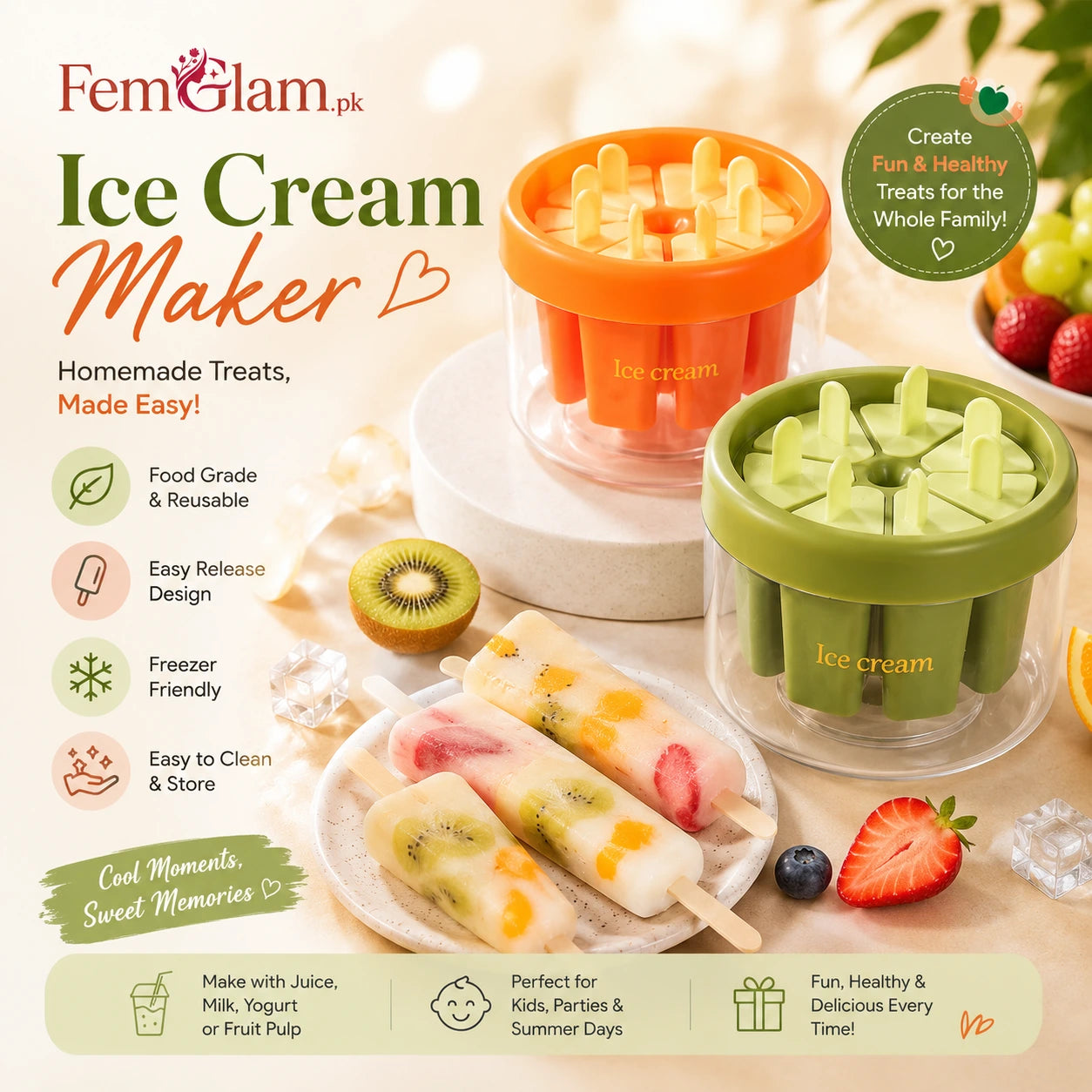 Ice Cream Molds Reusable | Plastic Ice Pop Maker