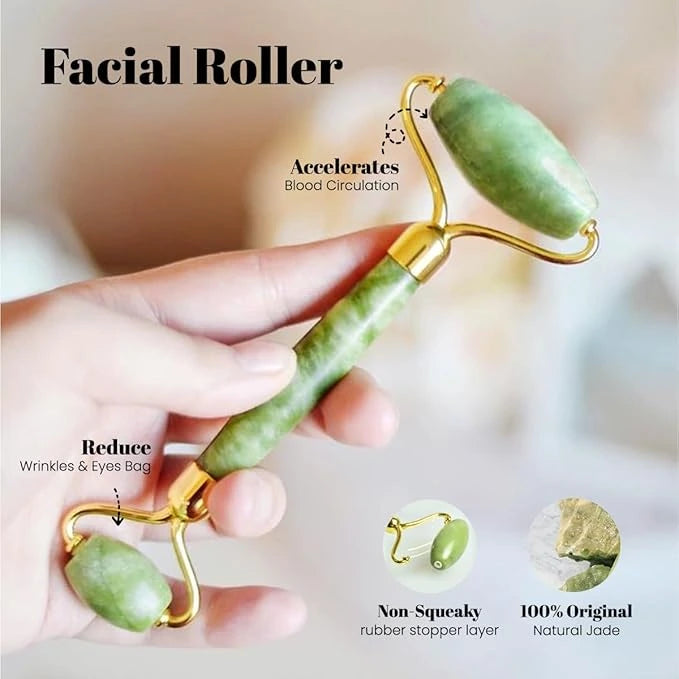 Gua Sha Facial Tool & Jade Face Roller Set – Face Lifting Massager