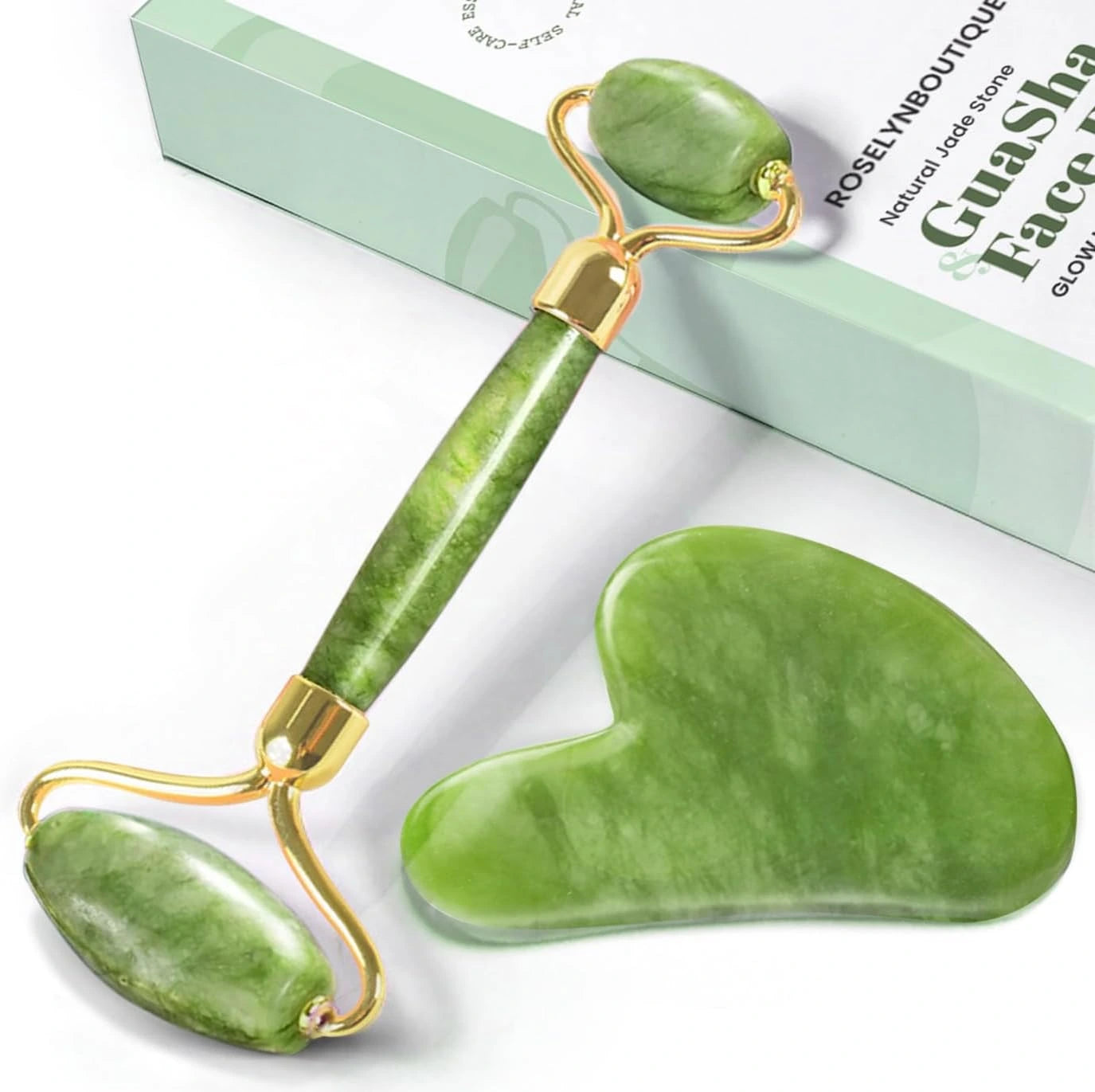 Gua Sha Facial Tool & Jade Face Roller Set – Face Lifting Massager