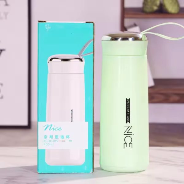 400ml Glass Mini Flask - Vacuum Insulated, Loop Handle, Random Colors - Easy2Buy.pk