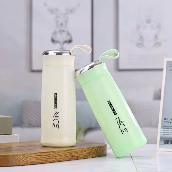 400ml Glass Mini Flask - Vacuum Insulated, Loop Handle, Random Colors - Easy2Buy.pk