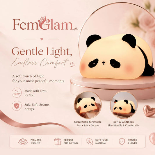 Cute Panda Silicone Night Lamp – Tap Control Rechargeable LED Night Light