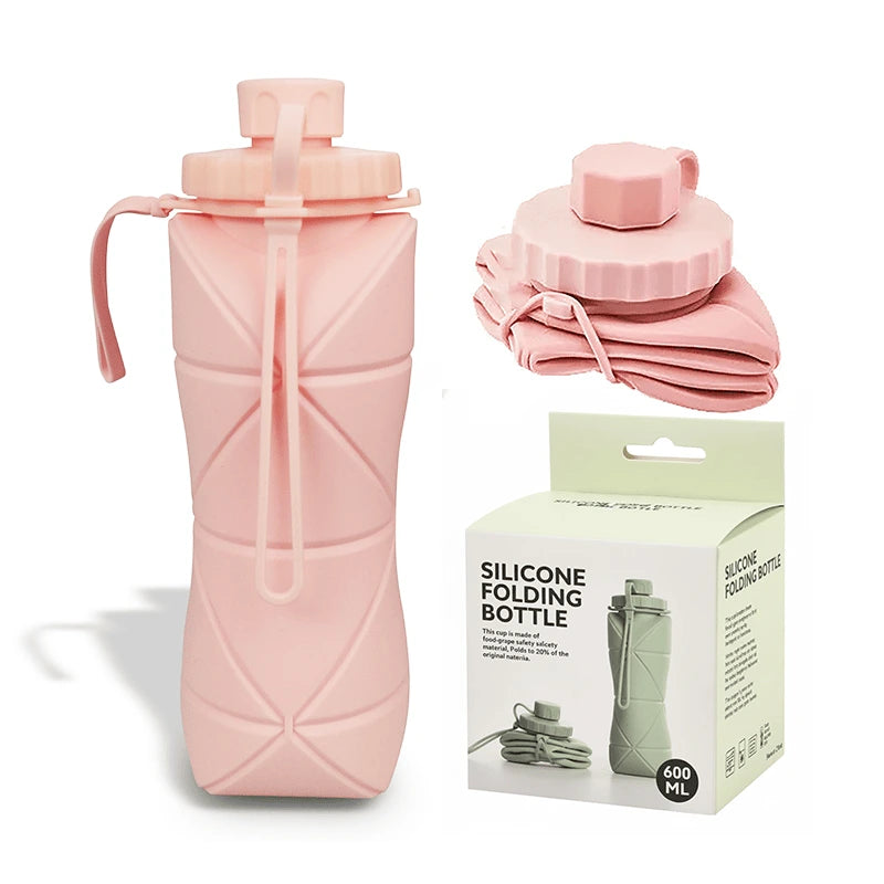 Silicon Foldable Bottle 600ml | Portable Water Bottle | Random Color