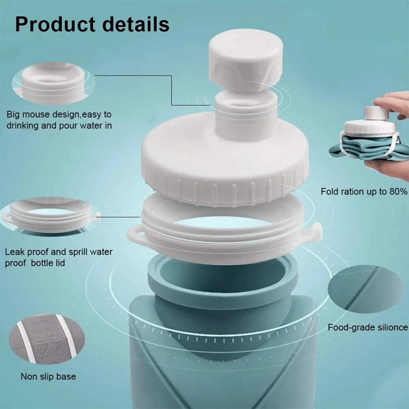 Silicon Foldable Bottle 600ml | Portable Water Bottle | Random Color