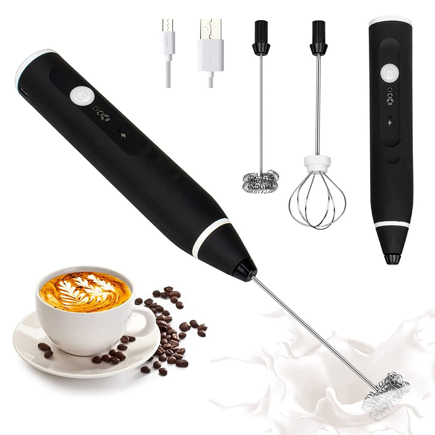 Coffee Beater 2 in 1 Rechargeable Electric Handheld Mixer | USB Milk Frother & Egg Beater
