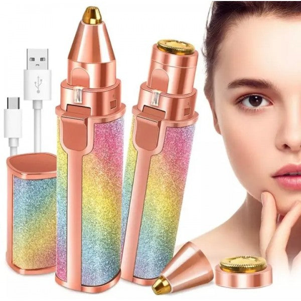2-in-1 Rechargeable Eyebrow Trimmer & Facial Hair Remover
